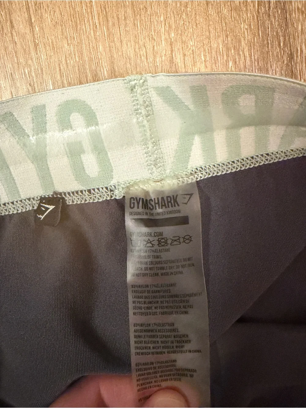 Gymshark Grey Leggings with Mint Logo Waistband